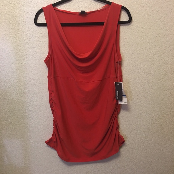 Kenneth Cole Tops - Nwt Kenneth Cole Blouse Cowl Neck Orange ruched